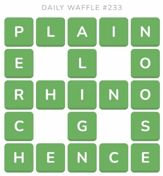 Daily Waffle Game 233 Answer - September 11th 2022