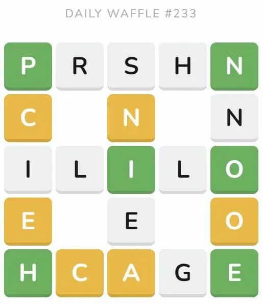 Daily Waffle Game 233 Puzzle - September 11th 2022