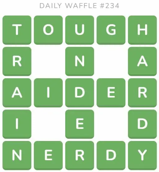 Daily Waffle Game 234 Answer - September 12th 2022