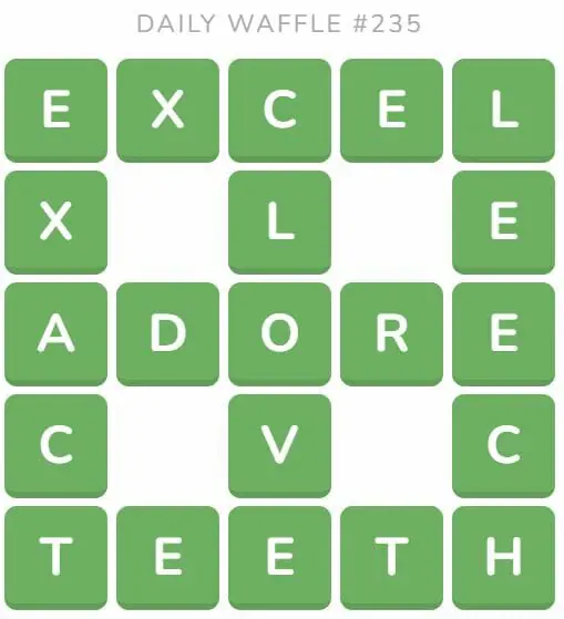 Daily Waffle Game 235 Answer - September 13th 2022