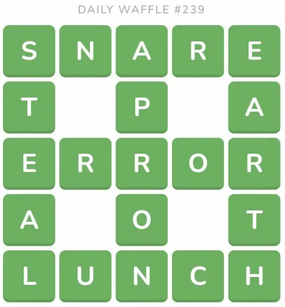 Daily Waffle Game 239 Answer - September 17th 2022