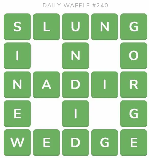 Daily Waffle Game 240 Answer - September 18th 2022