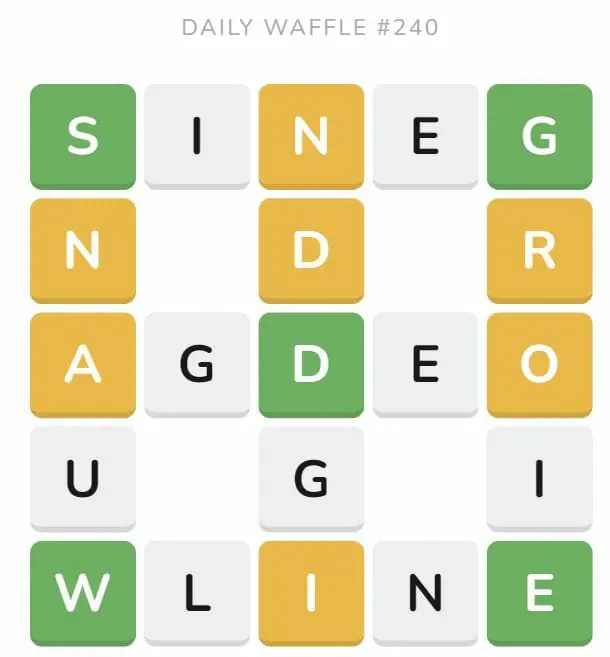 Daily Waffle Game 240 Puzzle - September 18th 2022