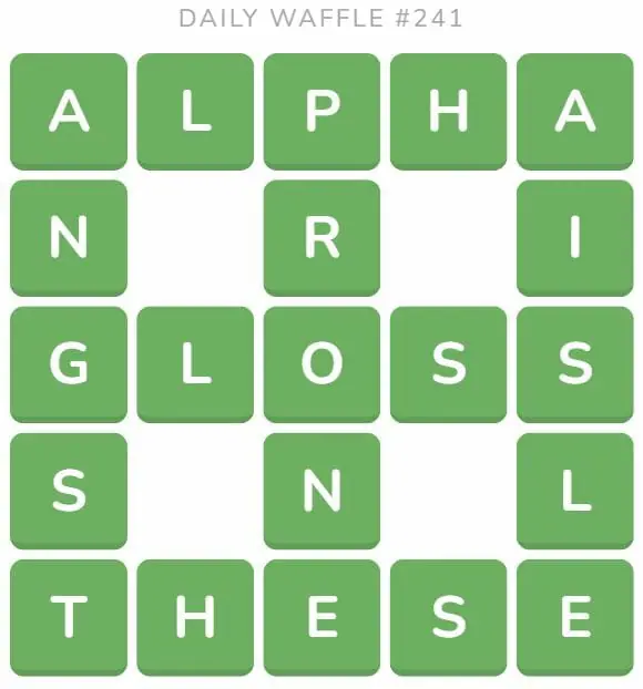 Daily Waffle Game 241 Answer - September 19th 2022
