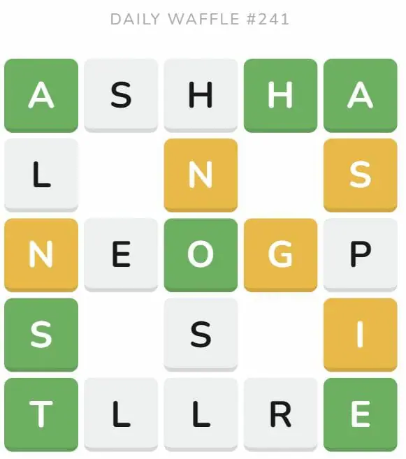 Daily Waffle Game 241 Puzzle - September 19th 2022