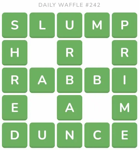 Daily Waffle Game 242 Answer - September 20th 2022