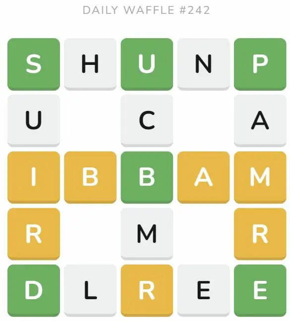 Daily Waffle Game 242 Puzzle - September 20th 2022