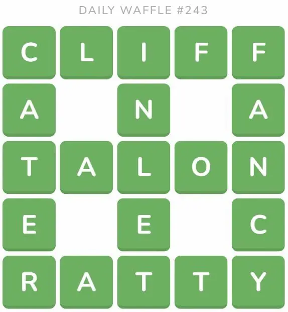 Daily Waffle Game 243 Answer - September 21st 2022
