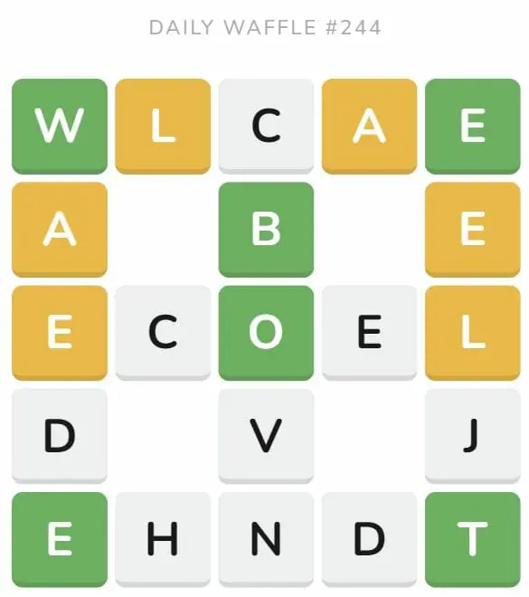 Daily Waffle Game 244 Puzzle - September 22nd 2022