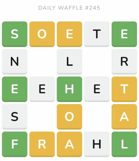 Daily Waffle Game 245 Puzzle - September 23rd 2022