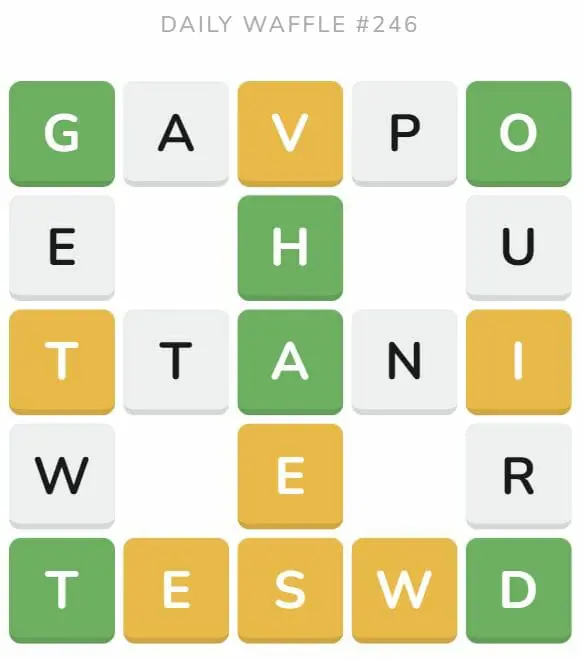 Daily Waffle Game 246 Puzzle - September 24th 2022
