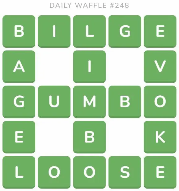 Daily Waffle Game 248 Answer - September 26th 2022