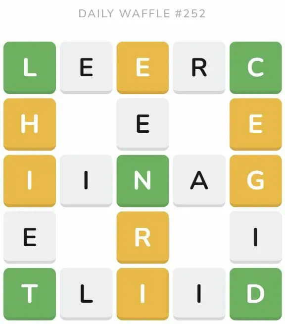 Daily Waffle Game 252 Puzzle - September 30th 2022