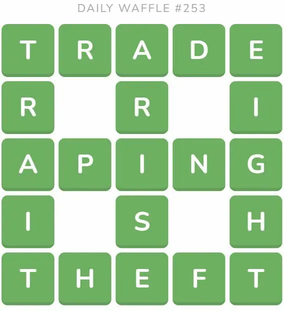 Daily Waffle Game 253 Answer - October 1st 2022