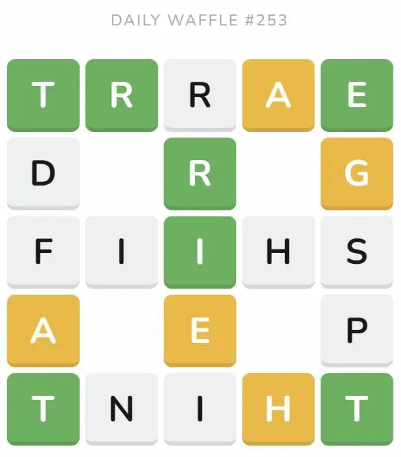 Daily Waffle Game 253 Puzzle - October 1st 2022