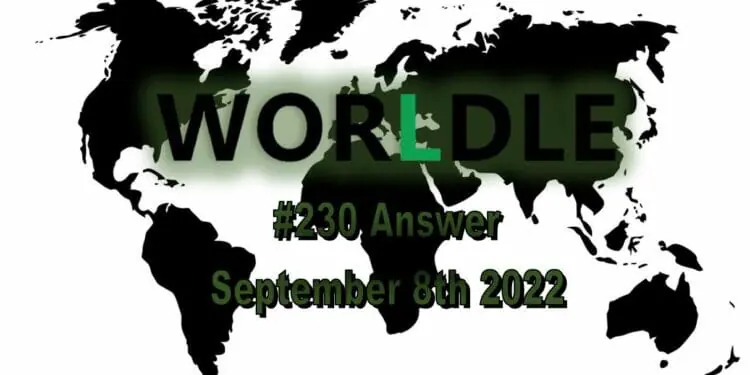 Daily Worldle 230 - September 8th 2022