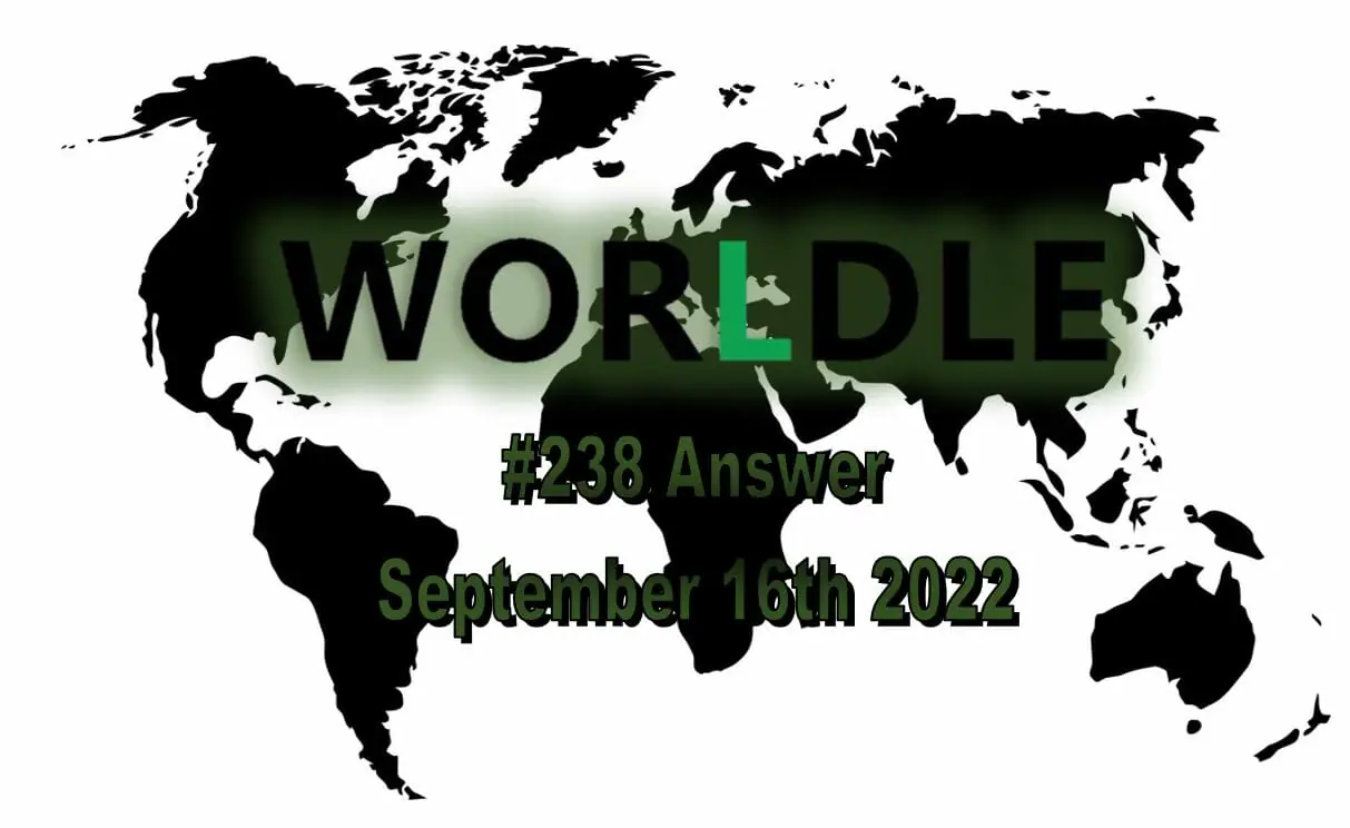 Daily Worldle 238 - September 16th 2022
