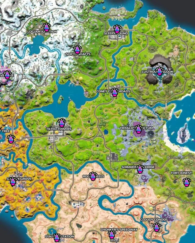 Fortnite Birthday Cake Spawn Locations 2022
