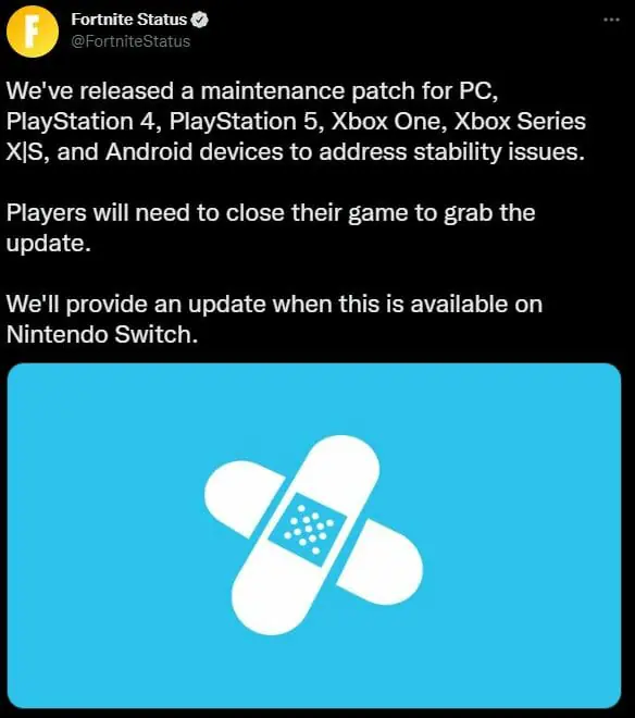 Fortnite September 22 Patch Notes