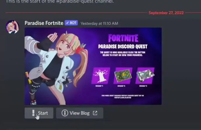 Paradise Discord Quests in Fortnite