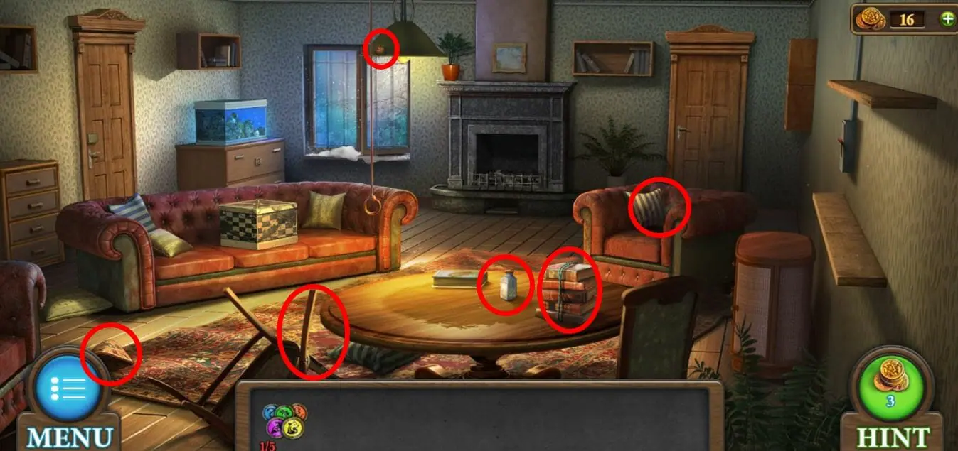 Tricky Doors Level 3 First Room Items Marked