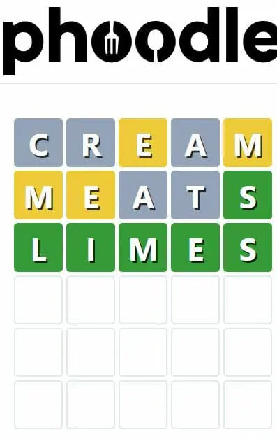 Daily Phoodle Answer 157 - 12th October 2022