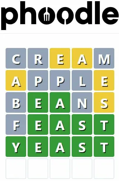 Daily Phoodle Answer 171 - 26th October 2022
