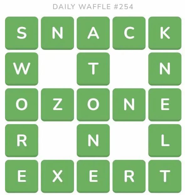 Daily Waffle Game 254 Answer - October 2nd 2022