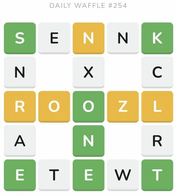 Daily Waffle Game 254 Puzzle - October 2nd 2022