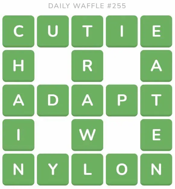 Daily Waffle Game 255 Answer - October 3rd 2022