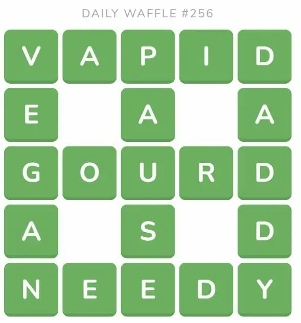 Daily Waffle Game 256 Answer - October 4th 2022