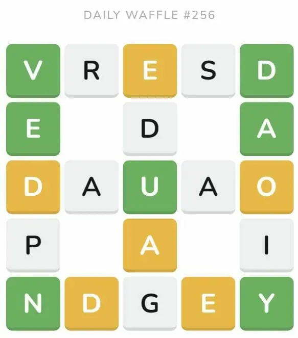 Daily Waffle Game 256 Puzzle - October 4th 2022