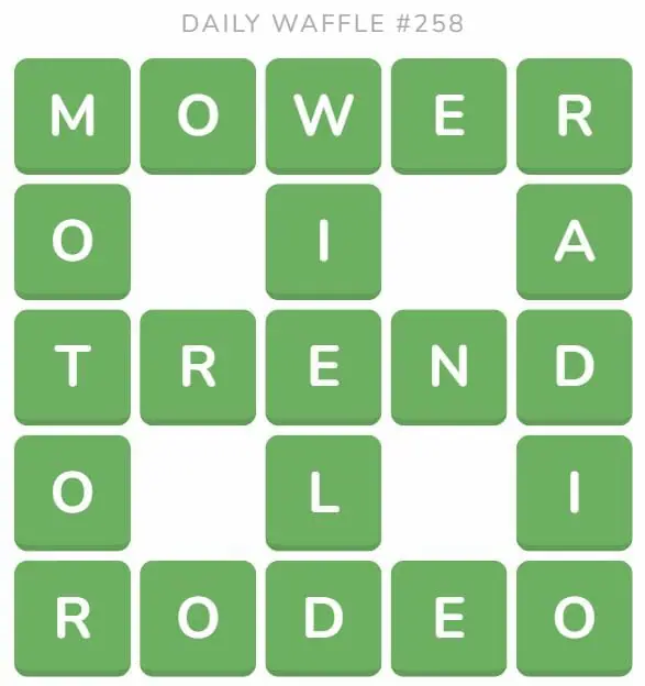 Daily Waffle Game 258 Answer - October 6th 2022