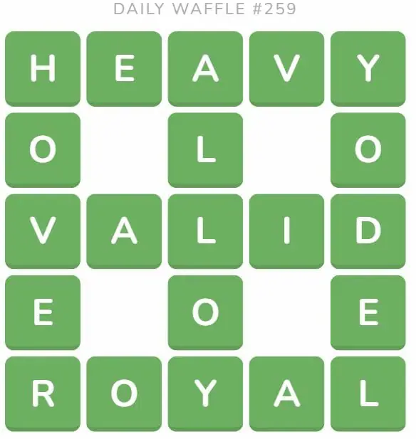 Daily Waffle Game 259 Answer - October 7th 2022