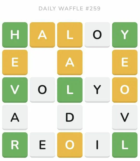 Daily Waffle Game 259 Puzzle - October 7th 2022