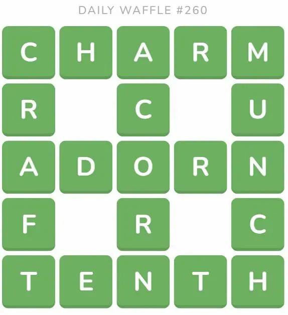 Daily Waffle Game 260 Answer - October 8th 2022