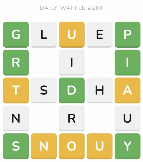 Daily Waffle Game 264 Puzzle - October 12th 2022