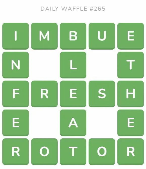 Daily Waffle Game 265 Answer - October 13th 2022