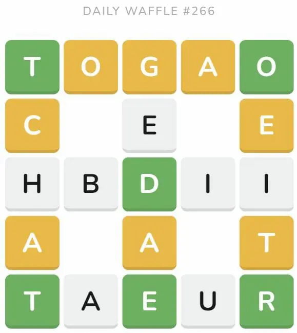 Daily Waffle Game 266 Puzzle - October 14th 2022
