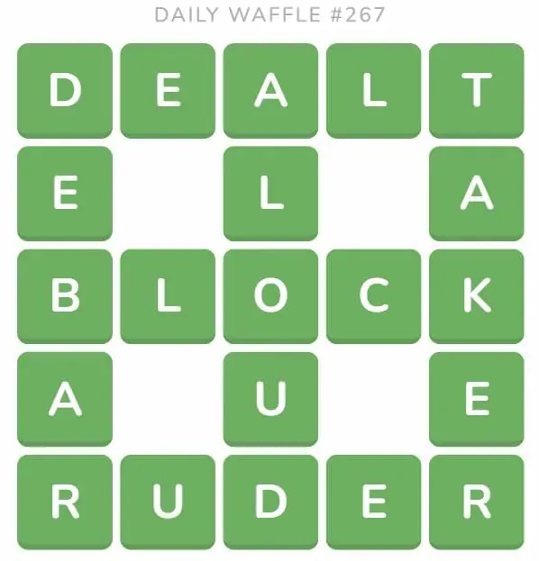Daily Waffle Game 267 Answer - October 15th 2022