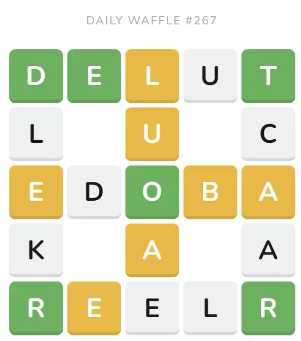 Daily Waffle Game 267 Puzzle - October 15th 2022