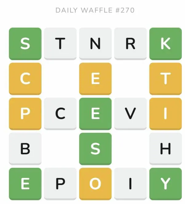 Daily Waffle Game 270 Puzzle - October 18th 2022