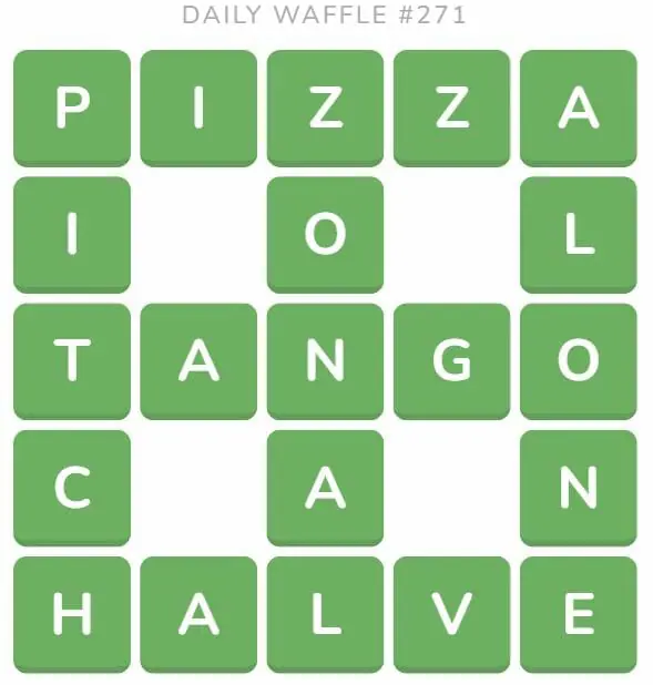 Daily Waffle Game 271 Answer - October 19th 2022