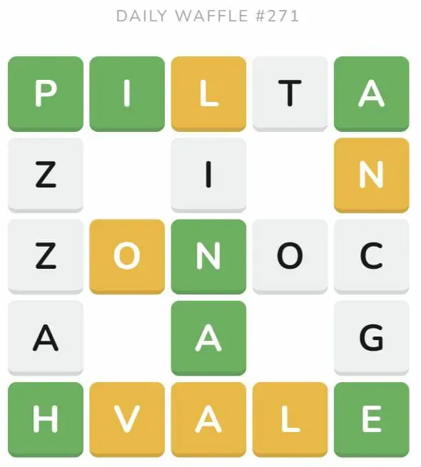 Daily Waffle Game 271 Puzzle - October 19th 2022