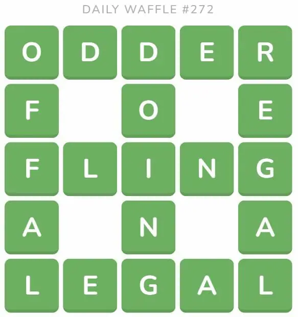 Daily Waffle Game 272 Answer - October 20th 2022