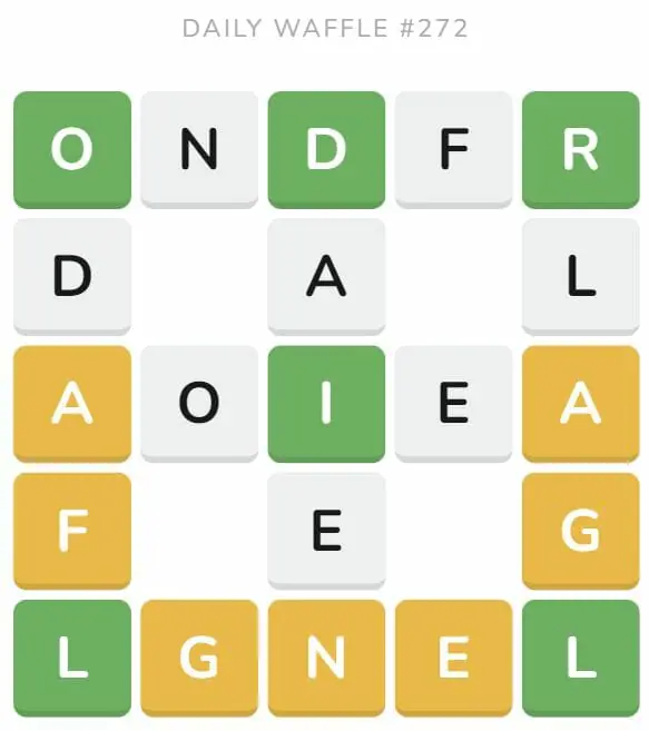 Daily Waffle Game 272 Puzzle - October 20th 2022
