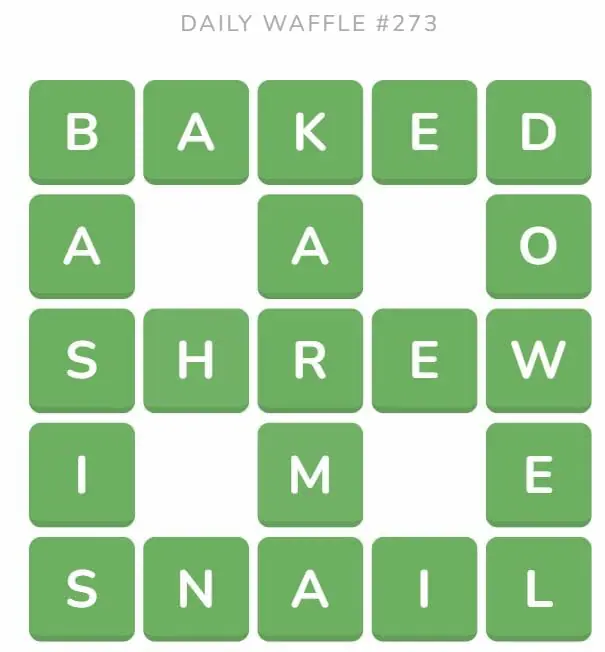 Daily Waffle Game 273 Answer - October 21st 2022