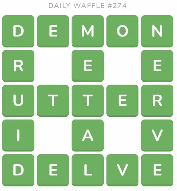 Daily Waffle Game 274 Answer - October 22nd 2022