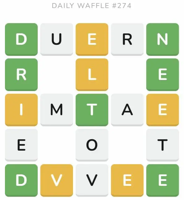 Daily Waffle Game 274 Puzzle - October 22nd 2022