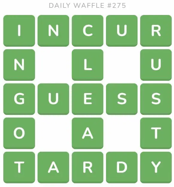 Daily Waffle Game 275 Answer - October 23rd 2022